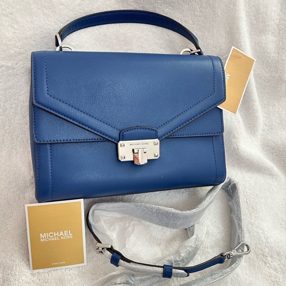 Michael Kors Sapphire Royal blue medium leather Satchel shoulder bag